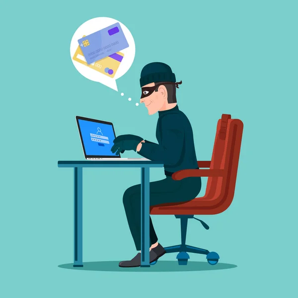 Hacker tevékenységet cyber tolvaj a internet berendezés. — Stock Vector