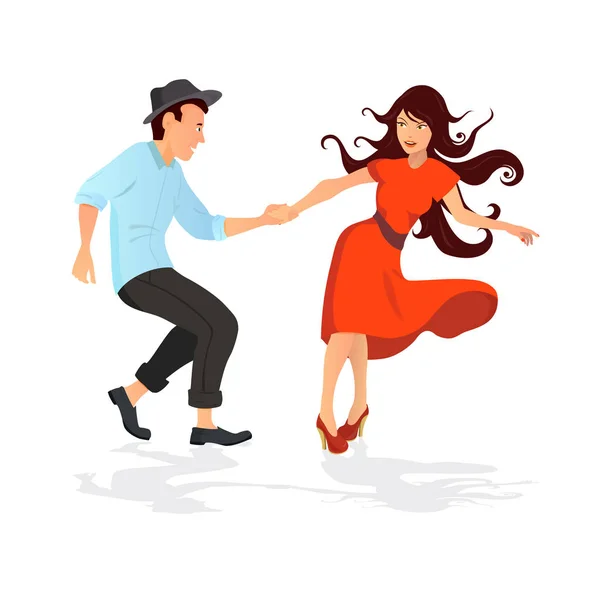 Couple dancing swing, rock or lindy hop. — Stock vektor