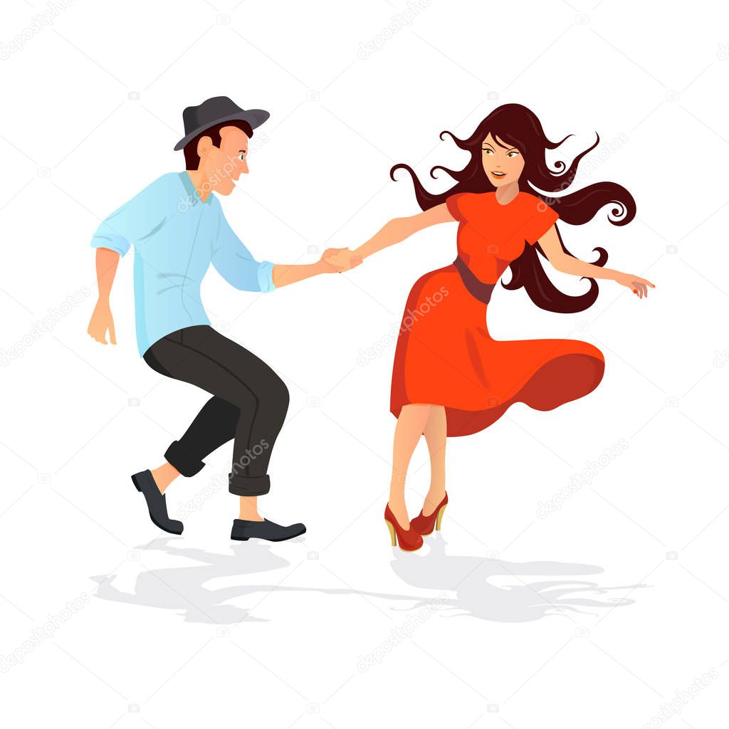 Couple dancing swing, rock or lindy hop.