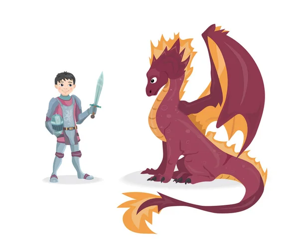 Рыцарь и дракон — стоковый вектор