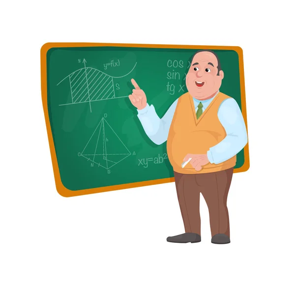 Profesor učitele stojící před tabuli vyučující studenty — Stockový vektor