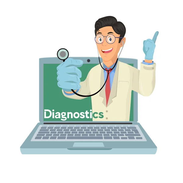Arzt mit medizinischem Online-Beratungskonzept, Gesundheitsdienstleistungen — Stockvektor