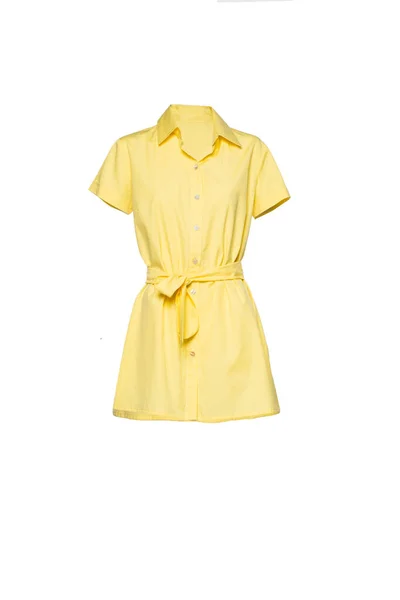 Blusa Amarela Fêmea Isolada Fundo Branco — Fotografia de Stock