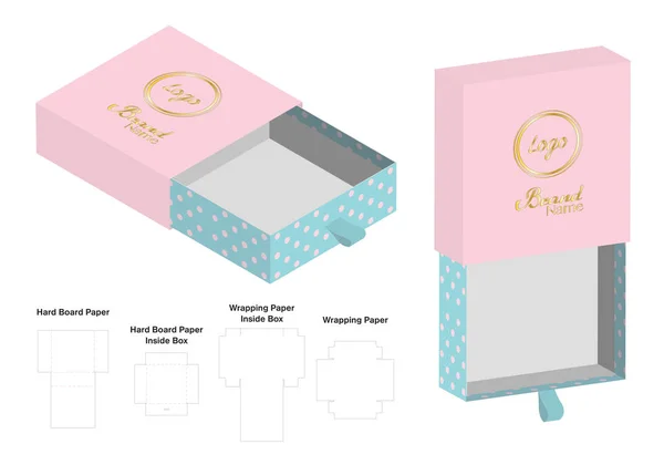 Caja Rígida Embalaje Troquelado Plantilla Maqueta — Vector de stock