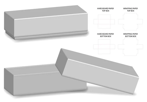 Caja Rígida Embalaje Troquelado Plantilla Maqueta — Vector de stock