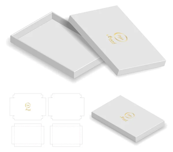 Stijve Box Verpakking Die Cut Van Sjabloon Mockup — Stockvector