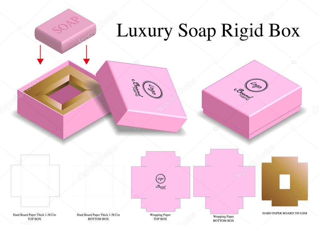 rigid box for soap mockup with dieline