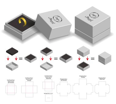 sert kutu yüzük ürün mockup dieline ile için