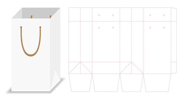 Dieline で背の高い紙バッグ包装モックアップ — ストックベクタ