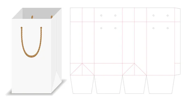 带刀模切线的高纸袋包装样机 — 图库矢量图片