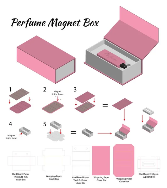 Caja Rígida Para Burla Perfume Con Dieline — Archivo Imágenes Vectoriales