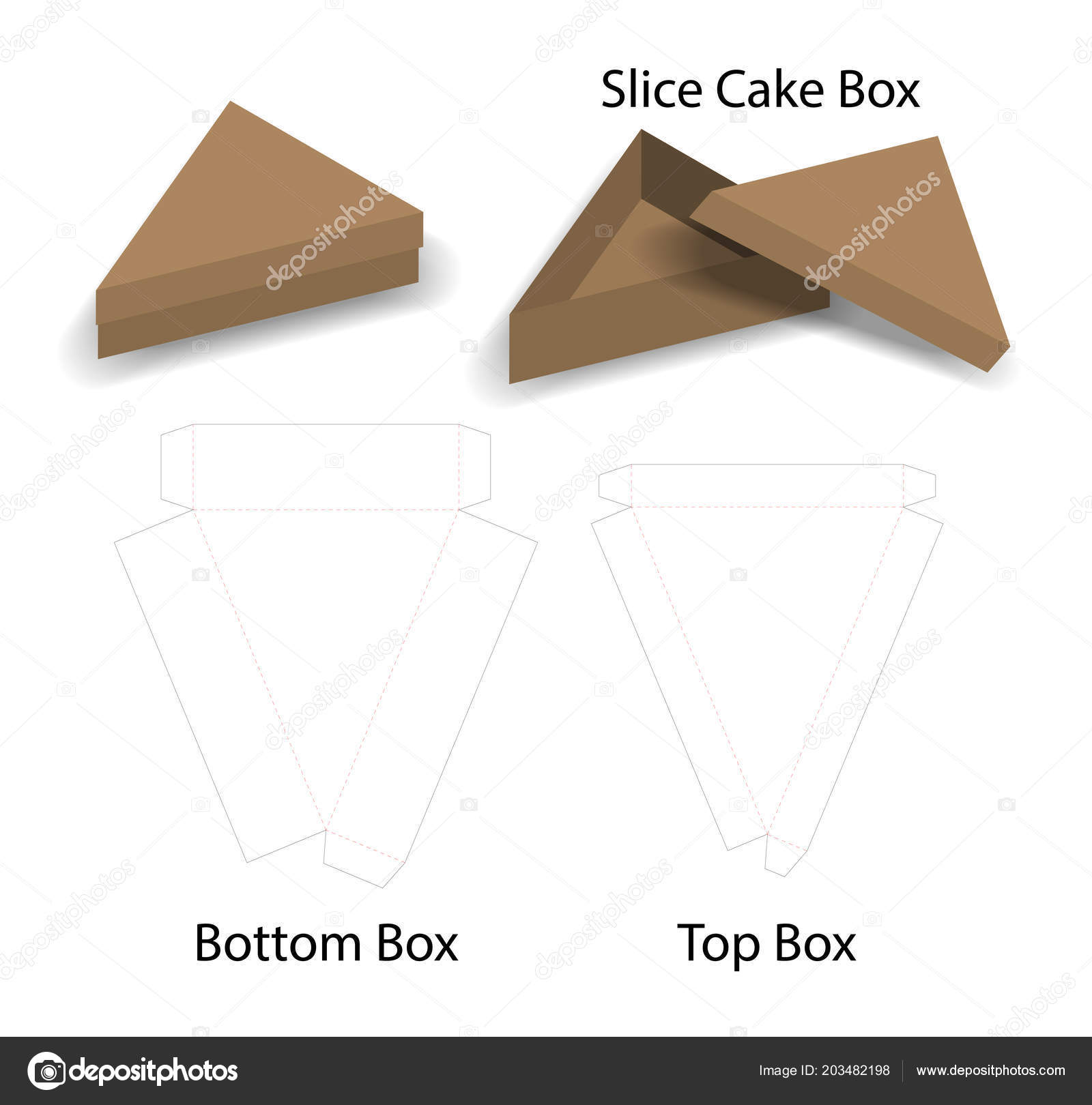 Download Slice Cake Sandwich Box Mockup Dieline Vector Image By C Siiixth Vector Stock 203482198