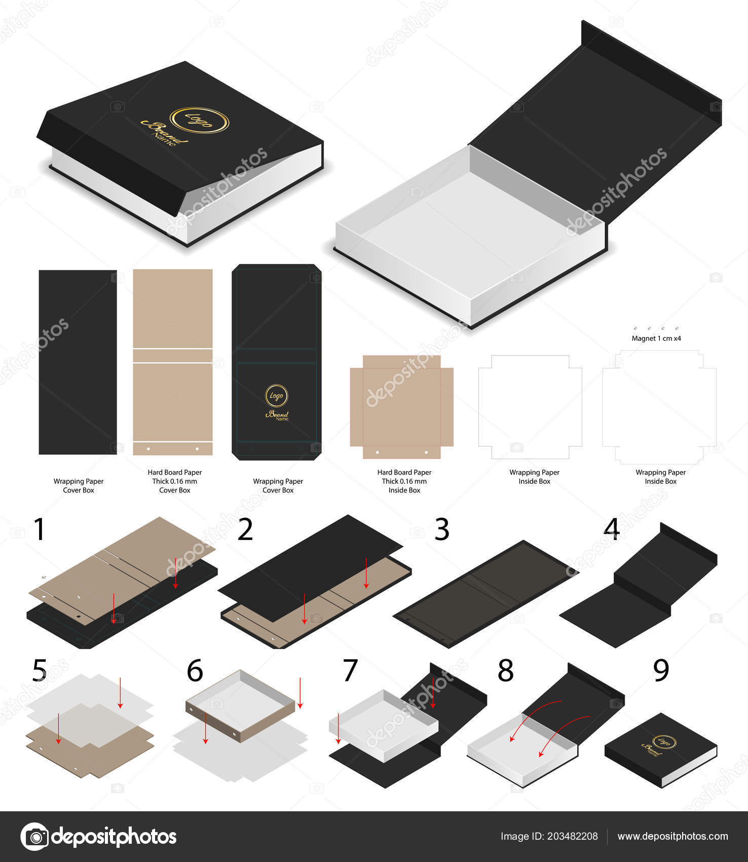 Download Rigid Magnet Box Template Mockup Dieline Vector Image By C Siiixth Vector Stock 203482208