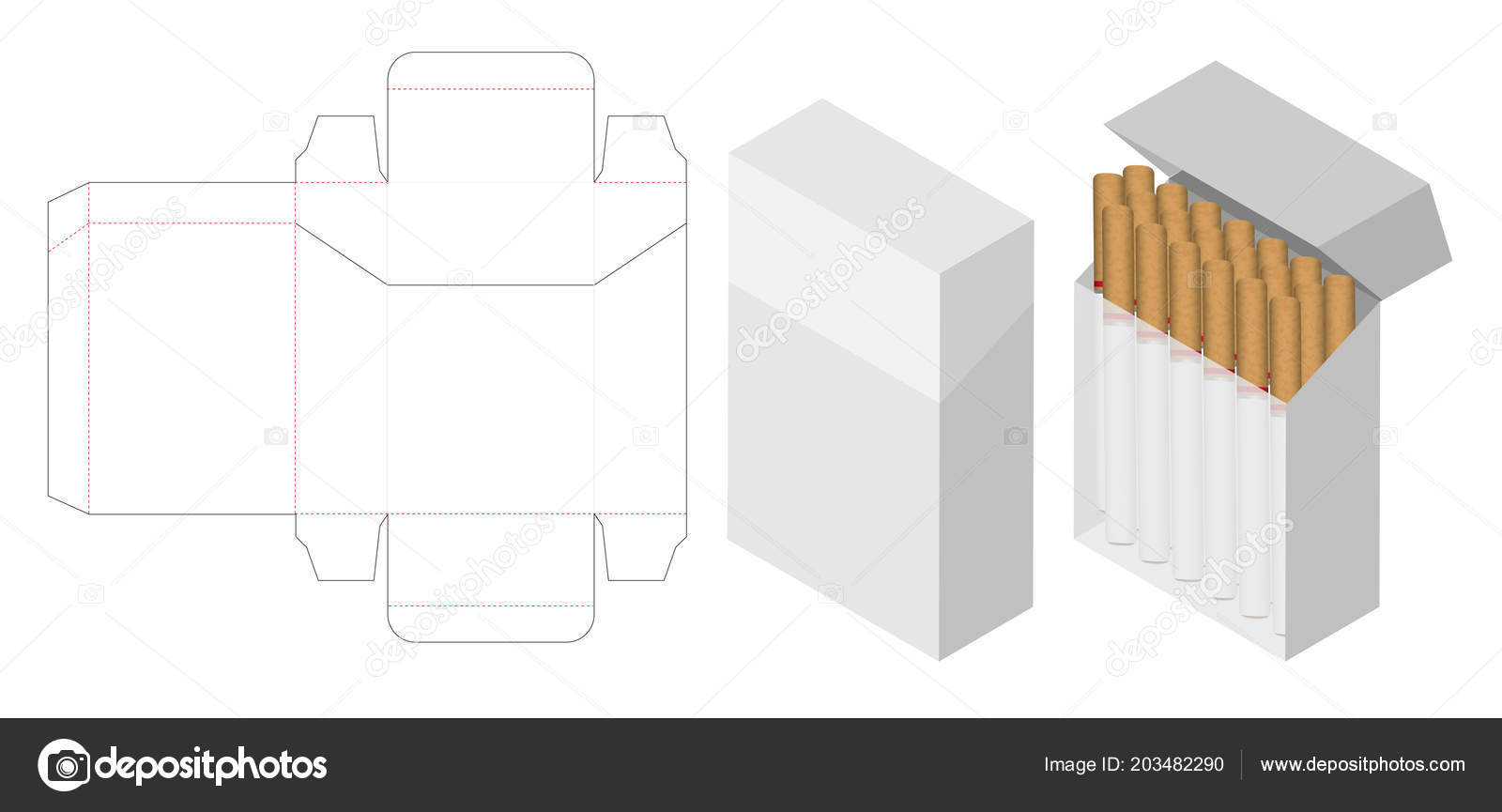 Download Cigarette Box Mockup Box Dieline Vector Image By C Siiixth Vector Stock 203482290