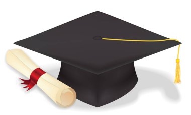 öğrenci mezuniyet şapka ile diploma vecter eps10