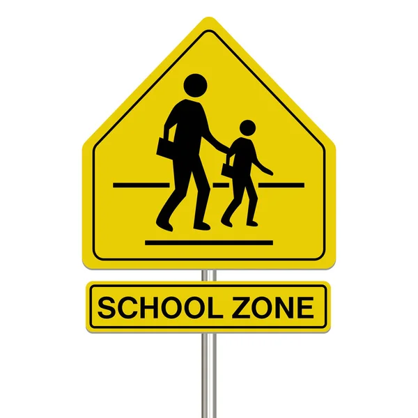 School Zone Teken Een Witte Achtergrond — Stockvector