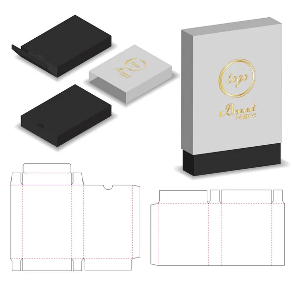 Caja Manga Del Paquete Troquelado Con Maqueta — Vector de stock