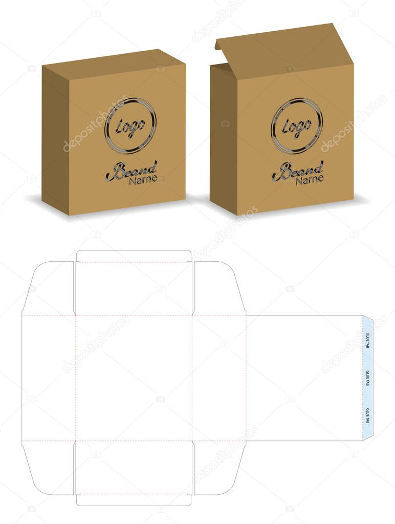 package box die cut with 3d mock up