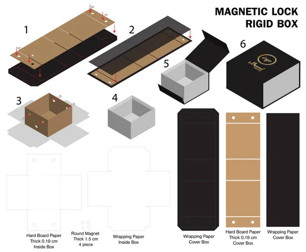 katı mıknatıs kutusu şablon 3d mockup dieline ile