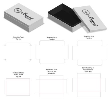 zor kurulu kağıt katı kutusu 3d mockup dieline ile