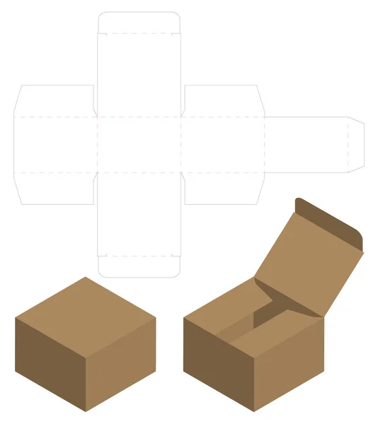 Caja Embalaje Morir Corte Plantilla Diseño Maqueta — Archivo Imágenes Vectoriales