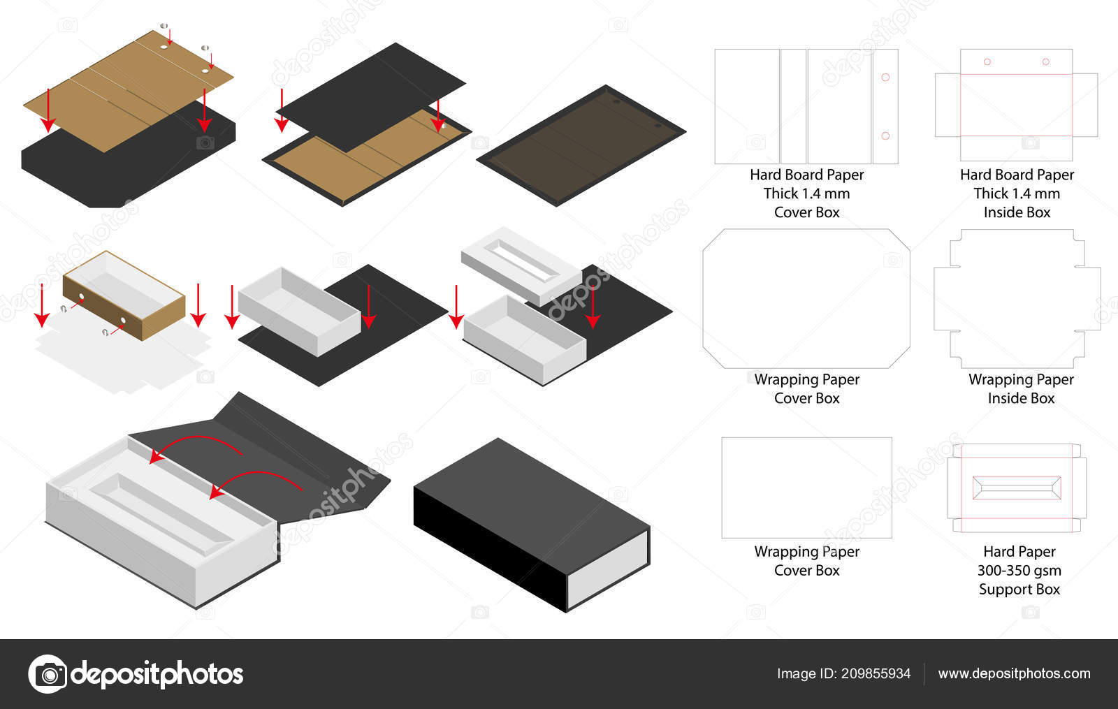 Download Rigid Magnet Box Template Mockup Dieline Vector Image By C Siiixth Vector Stock 209855934