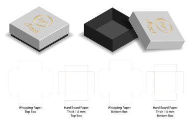 Kutu ambalajı ölü şablon tasarımı. 3d maketi 