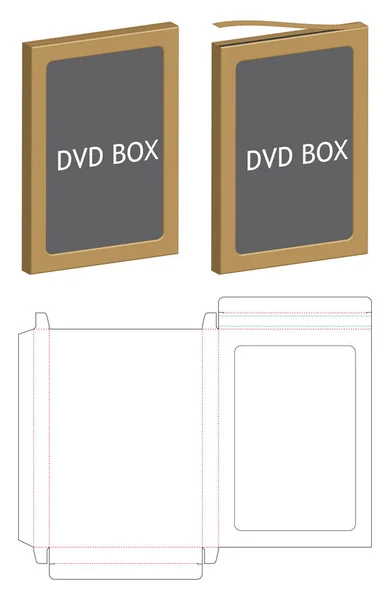 Dvd Caja Embalaje Papel Plantilla Línea Troquelada — Vector de stock