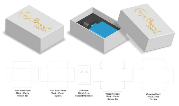 Box Packaging Die Modello Taglio Mock — Vettoriale Stock