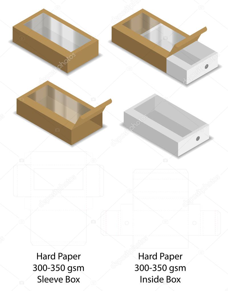 hard paper slide sleeve box mockup dieline
