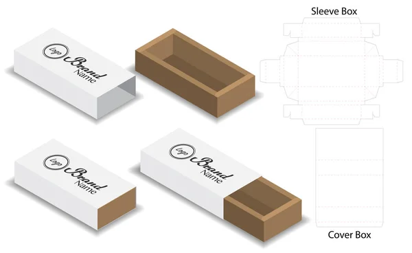 Caja Diapositivas Morir Corte Maqueta Hasta Vector Plantilla — Vector de stock