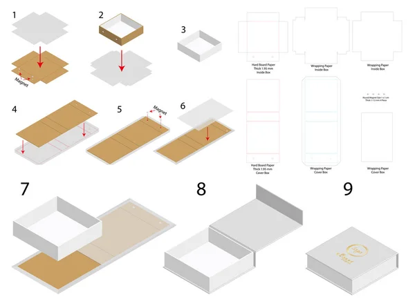 Styv Magnet Rutan Mall Mockup Med Tonplattor — Stock vektor