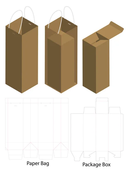 Коробка Сумка Макета Упаковки Бутылки — стоковый вектор