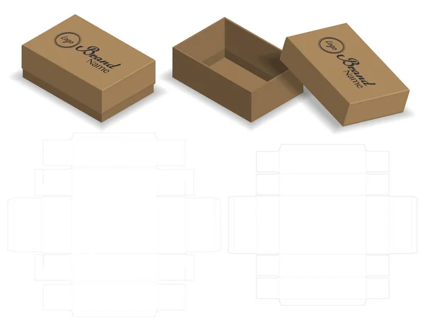 Boîte Paquet Die Coupé Avec Mock — Image vectorielle