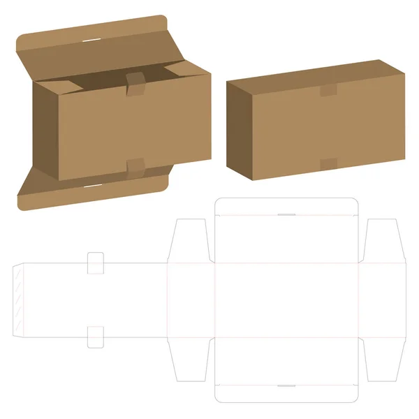 Caja Embalaje Morir Corte Plantilla Diseño Maqueta — Vector de stock