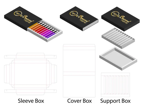 Forma Caixa Papel Para Batons Pacote Dieline — Vetor de Stock