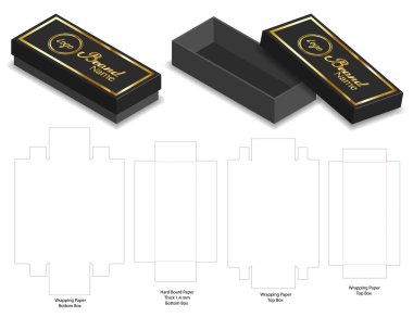 zor kurulu kağıt katı kutusu 3d mockup dieline ile