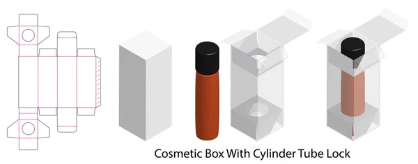 cosmetic box with bottle tube lock dieline