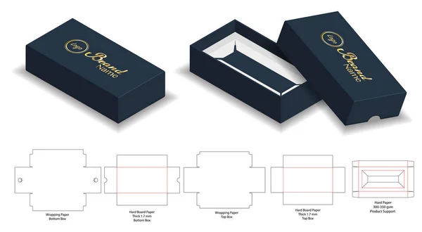 Cartón Duro Caja Rígida Maqueta Con Dieline — Archivo Imágenes Vectoriales