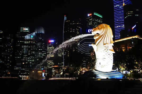 Singapur Ocbtober 2018 Heykel Singapur Merlion Marina Bay Denizde Merlion — Stok fotoğraf