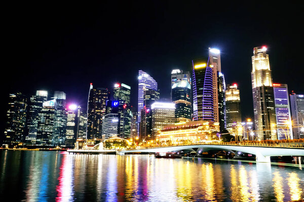Singapore night view from Esplanade bridge