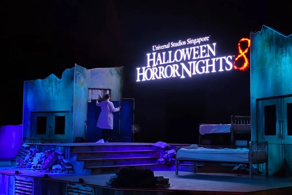 Szingapúr 2018 Október Horror Show Universal Studio Halloween Horror Éjszakai — Stock Fotó