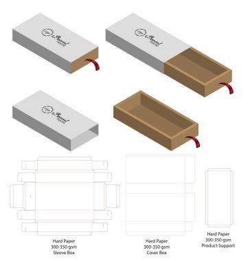Kutu ambalajı ölü şablon tasarımı. 3d maketi