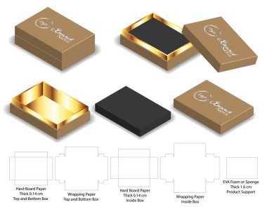 Kutu ambalajı ölü şablon tasarımı. 3d maketi