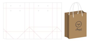 kağıt çanta ambalaj oymalı ve 3d çanta mockup