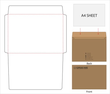 Zarf die up template vektör çizim sahte kesti.