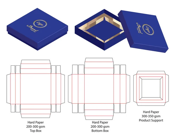 Caja Embalaje Morir Corte Plantilla Diseño Maqueta — Vector de stock