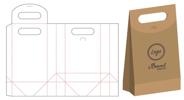 Bolsa Papel Embalaje Troquelado Maqueta Bolsa — Vector de stock