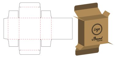 Kutu ambalajı ölü şablon tasarımı. 3d maketi