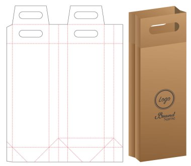 kağıt çanta ambalaj oymalı ve 3d çanta mockup